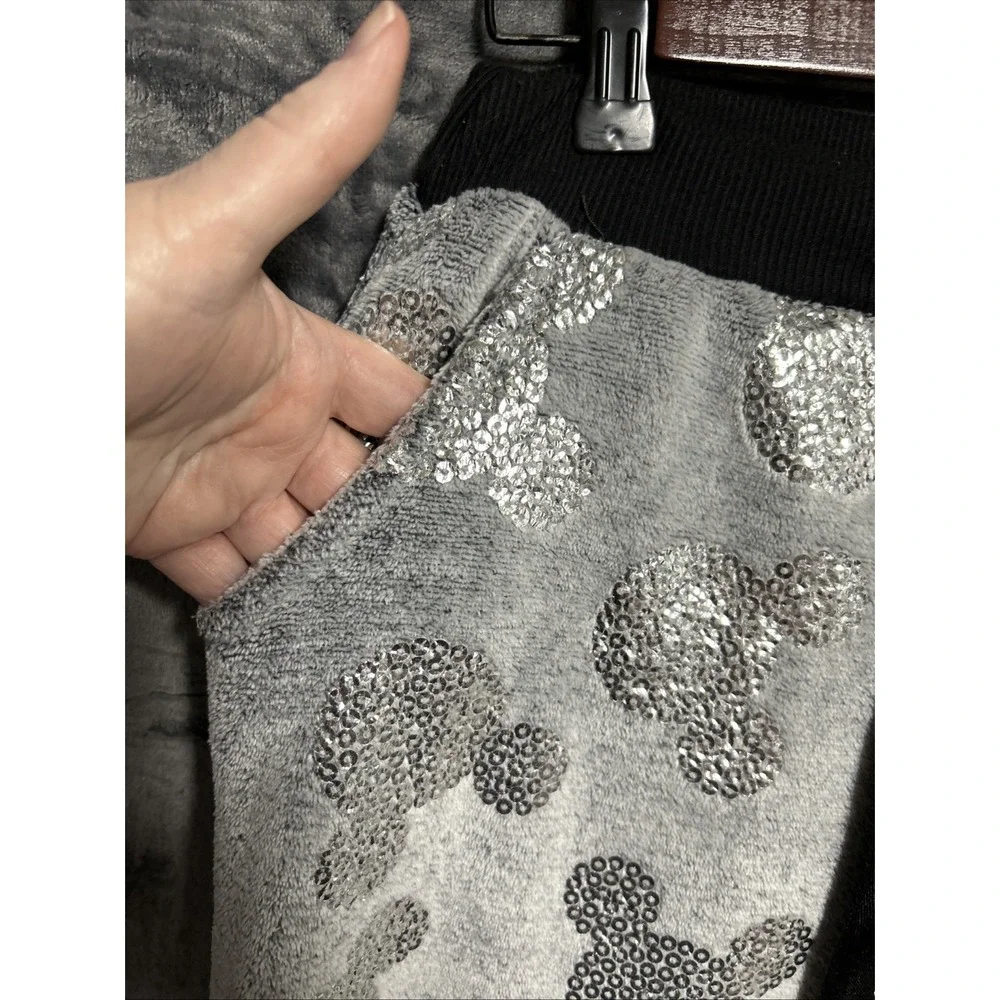 Womens Small Mickey Mouse‎ Jogger Pajama Lounge Pants Fleece Gray Pockets SOFT - Picture 5 of 11